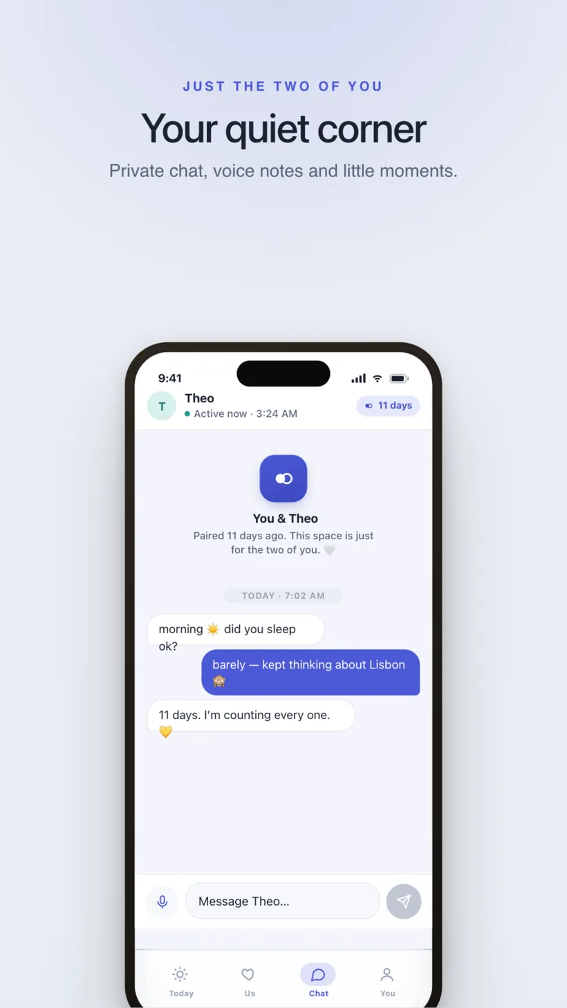 Chat — private messages, voice notes and little moments